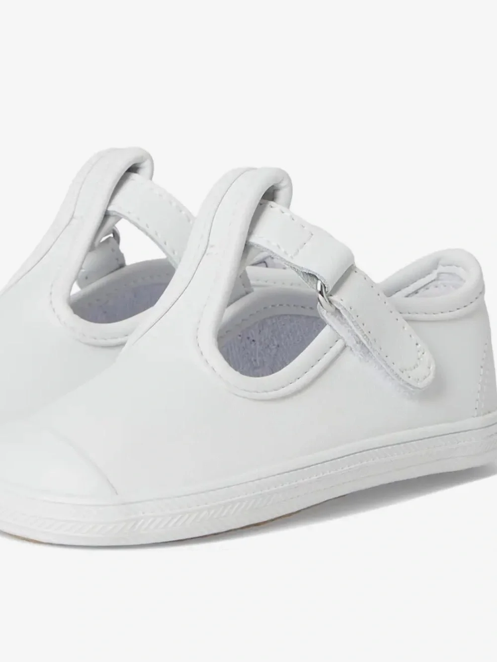 Keds Toddler Champion Toe Cap T-Strap In White Leather Size 6 Boy Girl Like New